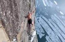 Homem faz um ‘mergulho mortal’ de 40,5 metros em água congelada