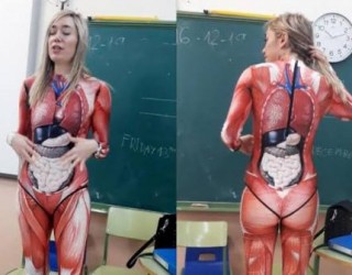 Essa professora da Espanha, teve uma ideia diferente para dar aulas de anatomia e viralizo